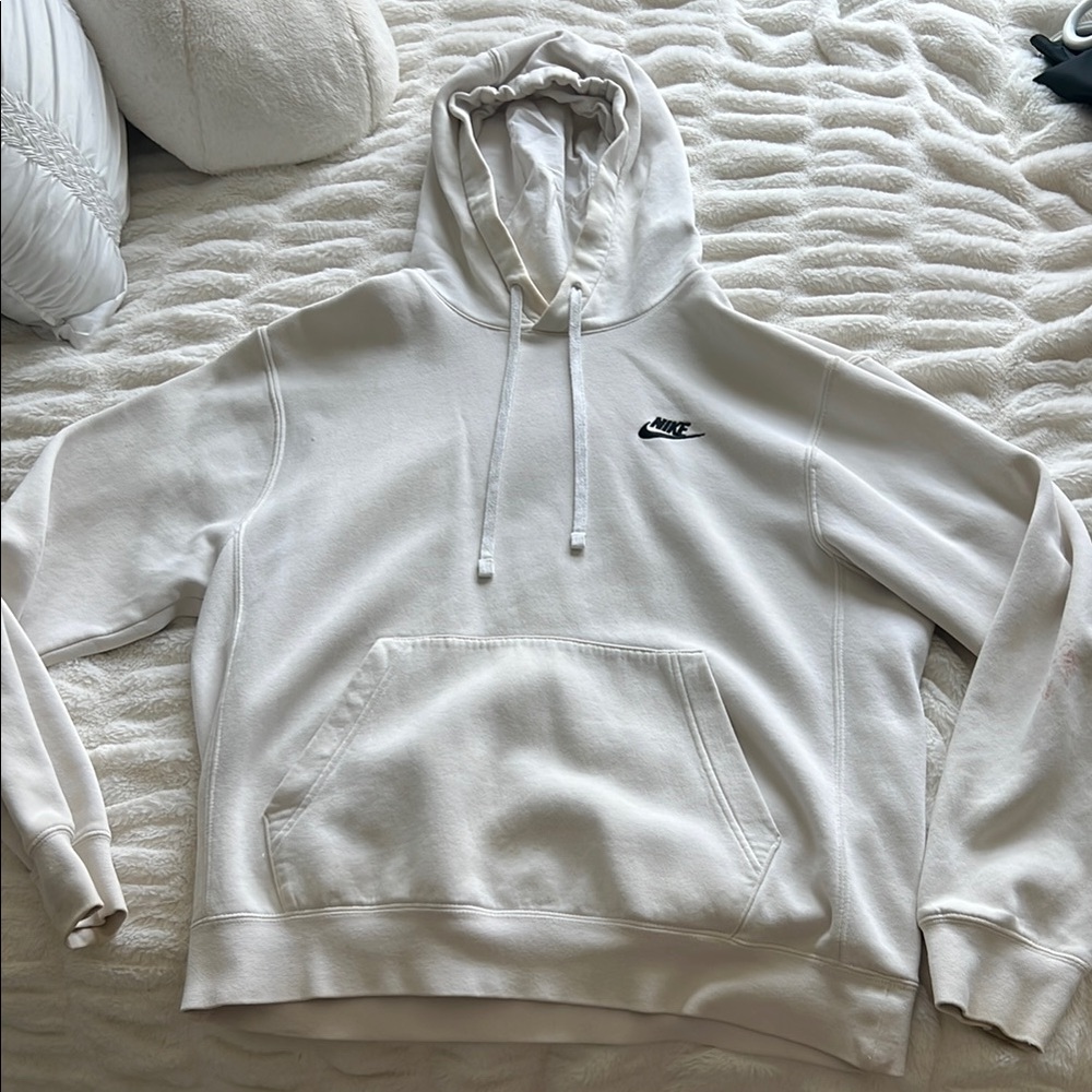 Nike White Cropped Hoodie Sweatshirt